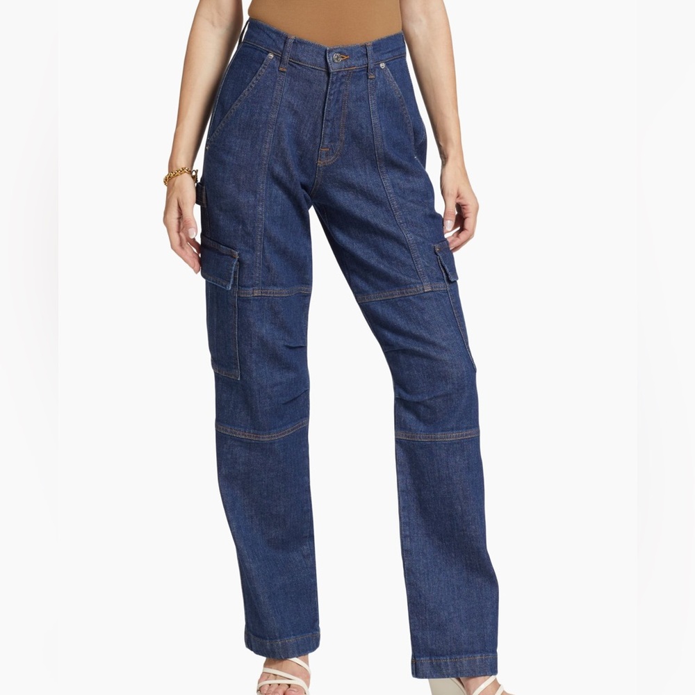 SIMKHAI Axelle Denim Cargo Pants